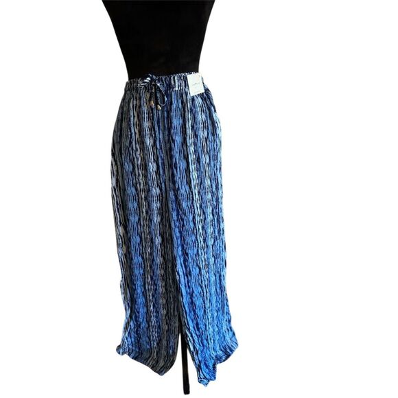 Love Wish Pants - Love Wish Women's Striped Wide-Leg Pants Blue Size Standard XL Casual